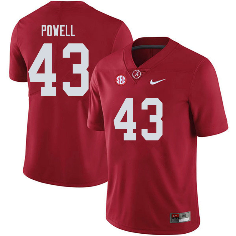 Alabama Crimson Tide Men's Daniel Powell #43 Crimson NCAA Nike Authentic Stitched 2019 College Football Jersey FS16B17OP